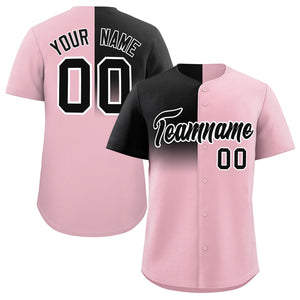 Custom Light Pink Black Personalized Half Gradient Design Authentic Baseball Jersey