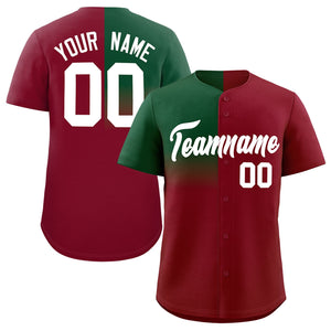 Custom Crimson Green Personalized Half Gradient Design Authentic Baseball Jersey