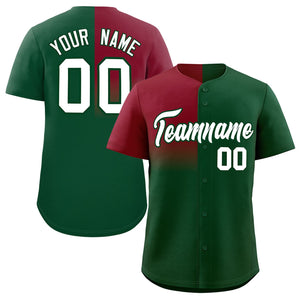 Custom Green Crimson Personalized Half Gradient Design Authentic Baseball Jersey