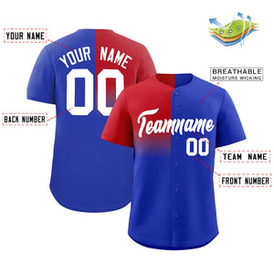 Custom Royal Red Personalized Half Gradient Design Authentic Baseball Jersey