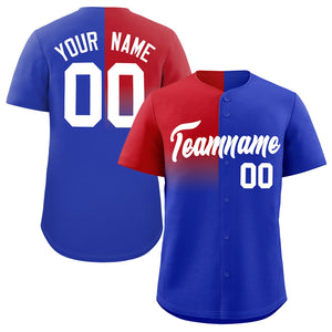 Custom Royal Red Personalized Half Gradient Design Authentic Baseball Jersey