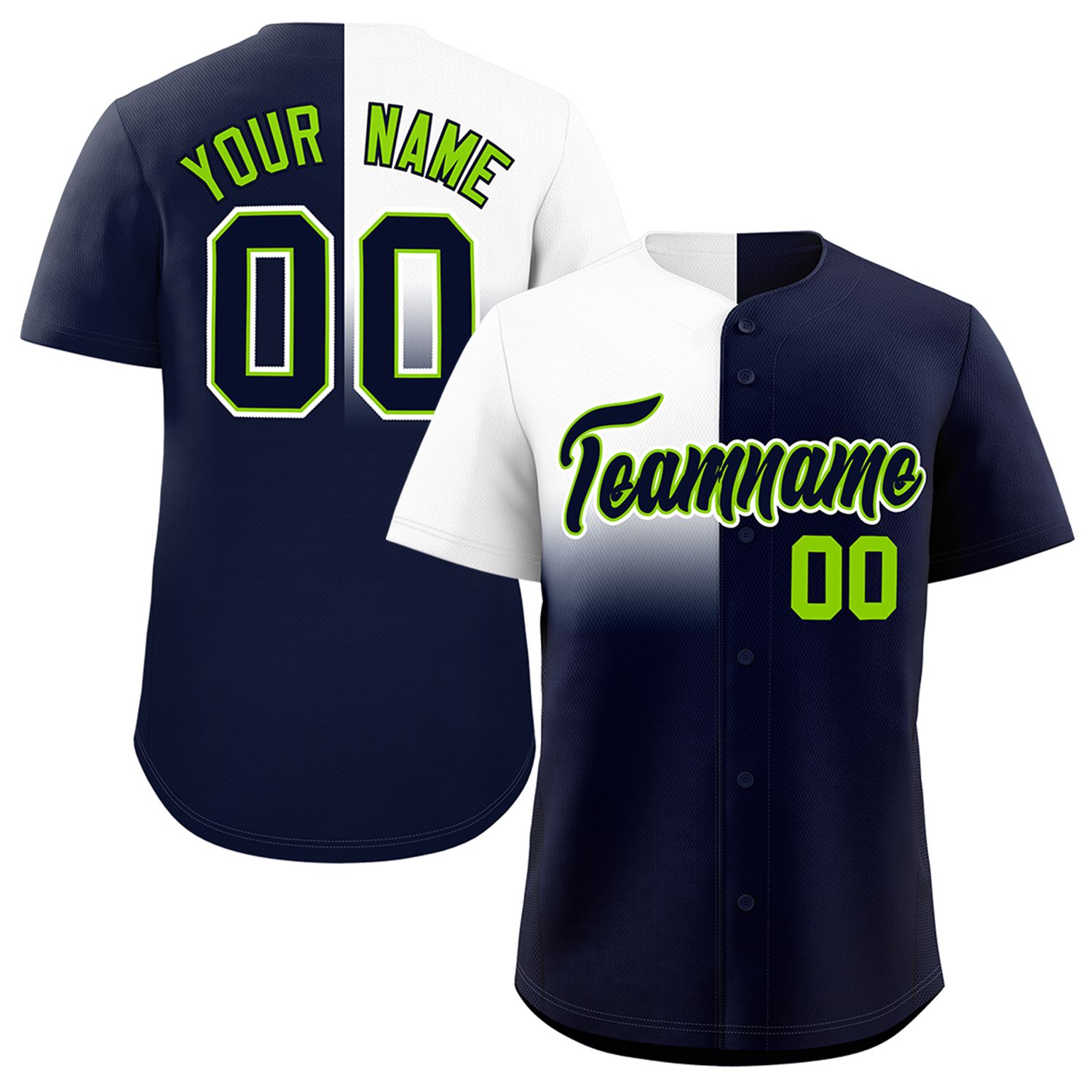 Custom Navy White Personalized Half Gradient Design Authentic Baseball Jersey