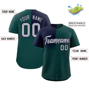 Custom Midnight Green Navy Personalized Half Gradient Design Authentic Baseball Jersey