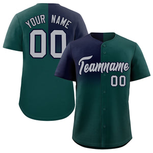 Custom Midnight Green Navy Personalized Half Gradient Design Authentic Baseball Jersey