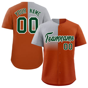 Custom Texas Orange Gray Personalized Half Gradient Design Authentic Baseball Jersey