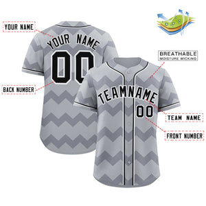 Custom Gray Black-White Personalized Ripple Design Authentic Baseball Jersey