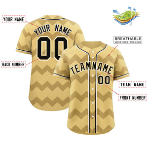 Custom Khaki Black-White Personalized Ripple Design Authentic Baseball Jersey