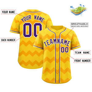 Custom Gold Purple-White Personalized Ripple Design Authentic Baseball Jersey