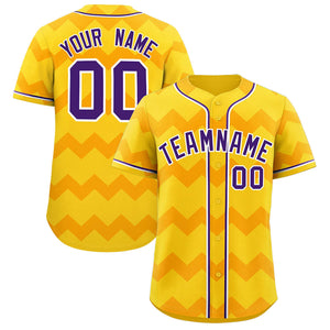 Custom Gold Purple-White Personalized Ripple Design Authentic Baseball Jersey