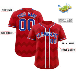 Custom Red Royal-White Personalized Ripple Design Authentic Baseball Jersey