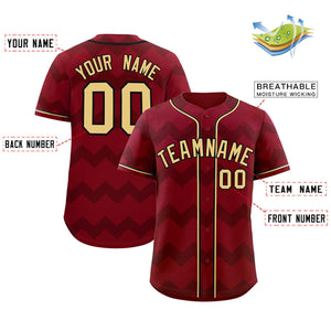 Custom Crimson Khaki-Black Personalized Ripple Design Authentic Baseball Jersey