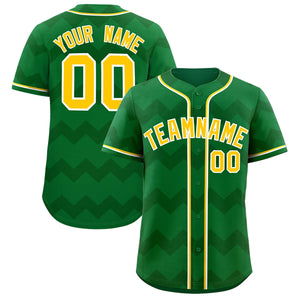 Custom Kelly Green Gold-White Personalized Ripple Design Authentic Baseball Jersey