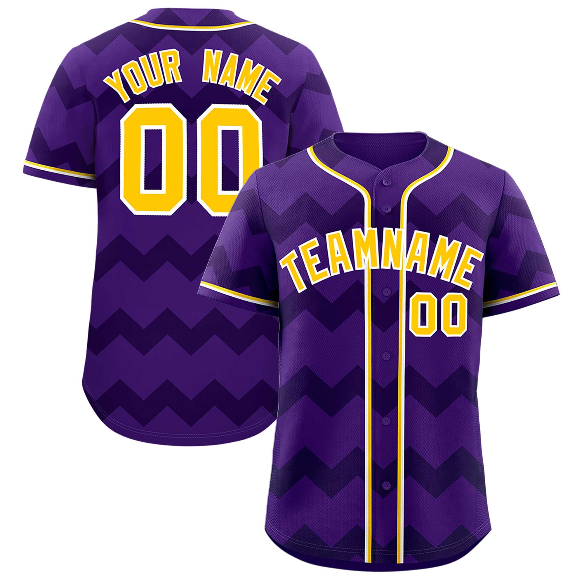 Custom Purple Gold-White Personalized Ripple Design Authentic Baseball Jersey