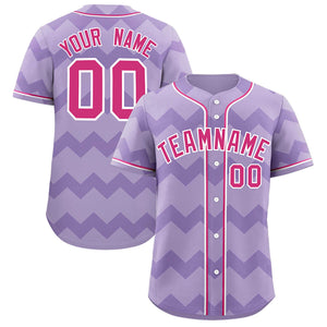 Custom Light Purple RoseRed White Personalized Ripple Design Authentic Baseball Jersey