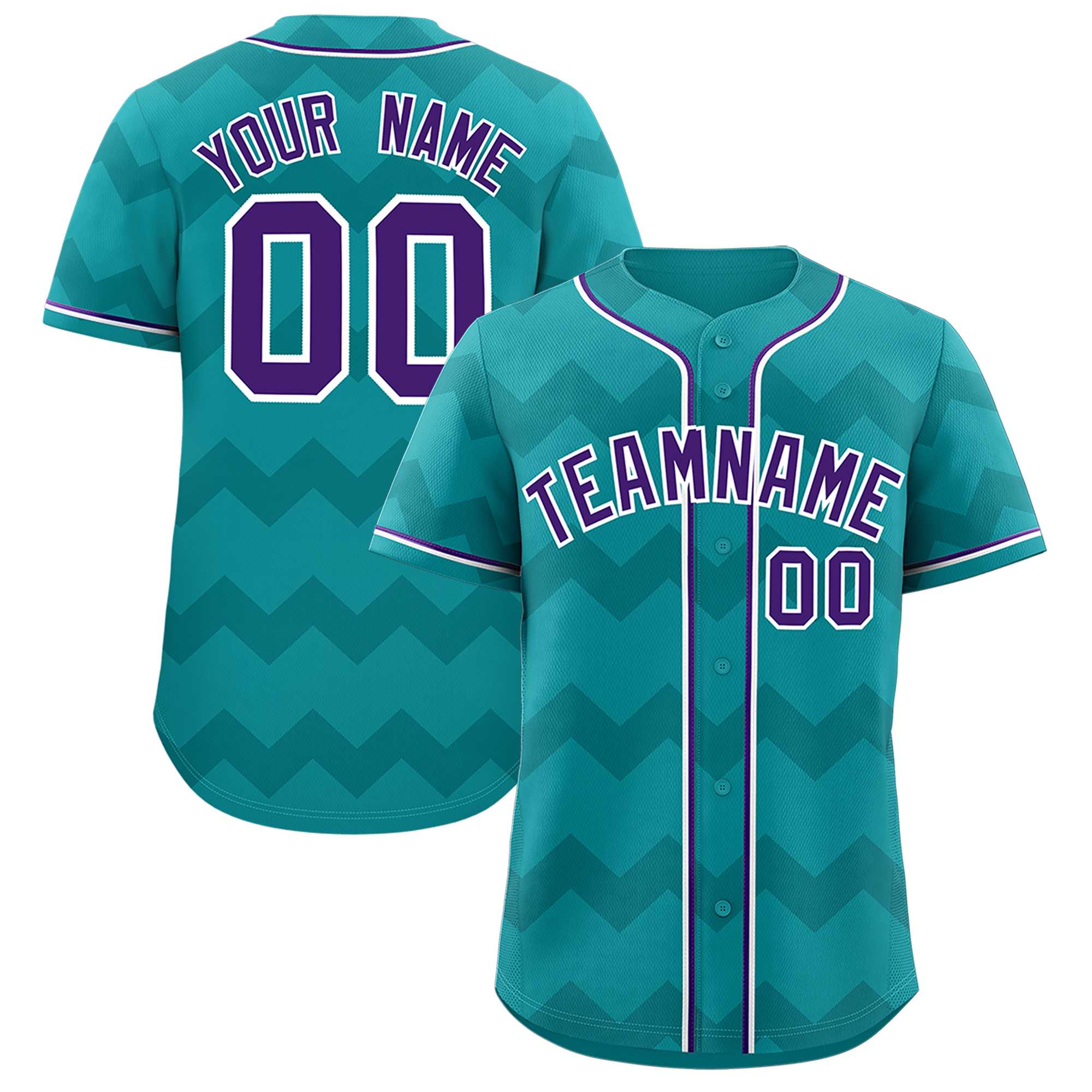 Custom Aqua Purple-White Personalized Ripple Design Authentic Baseball Jersey