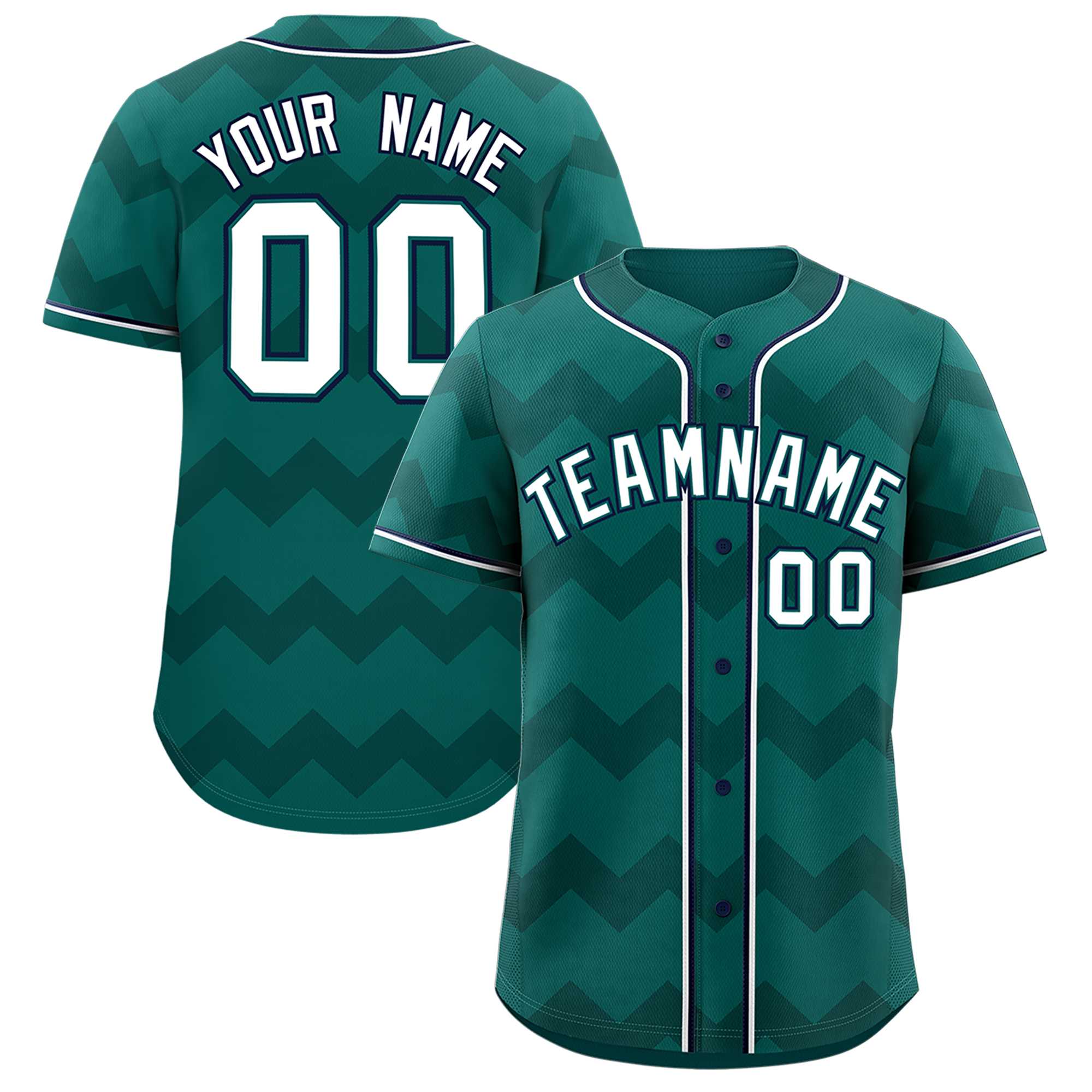 Custom Aqua White-Navy Personalized Ripple Design Authentic Baseball Jersey