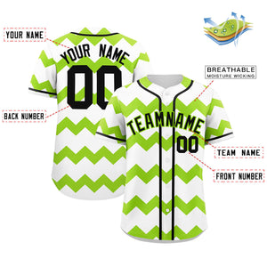 Custom White-Green Black Personalized Ripple Design Authentic Baseball Jersey