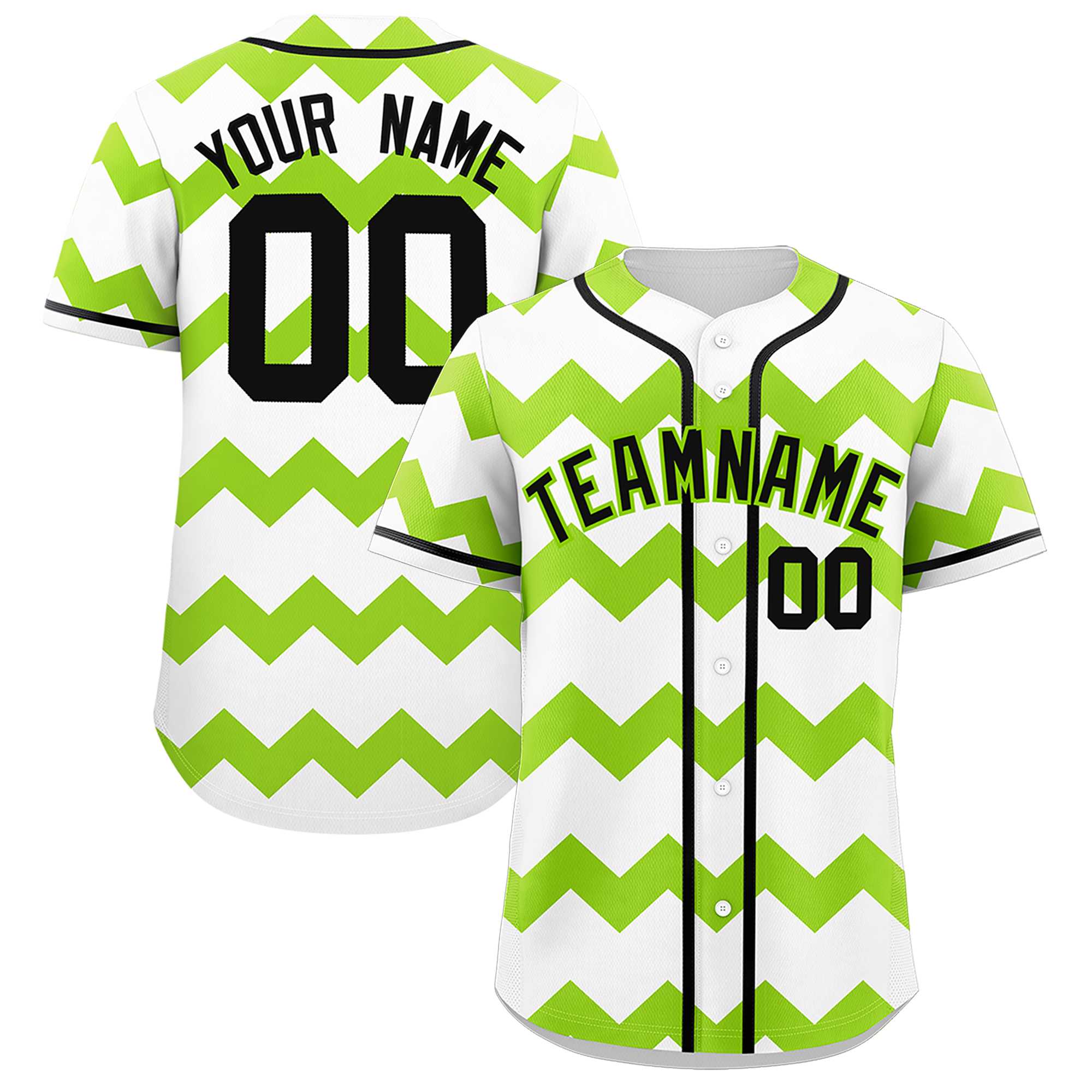 Custom White-Green Black Personalized Ripple Design Authentic Baseball Jersey