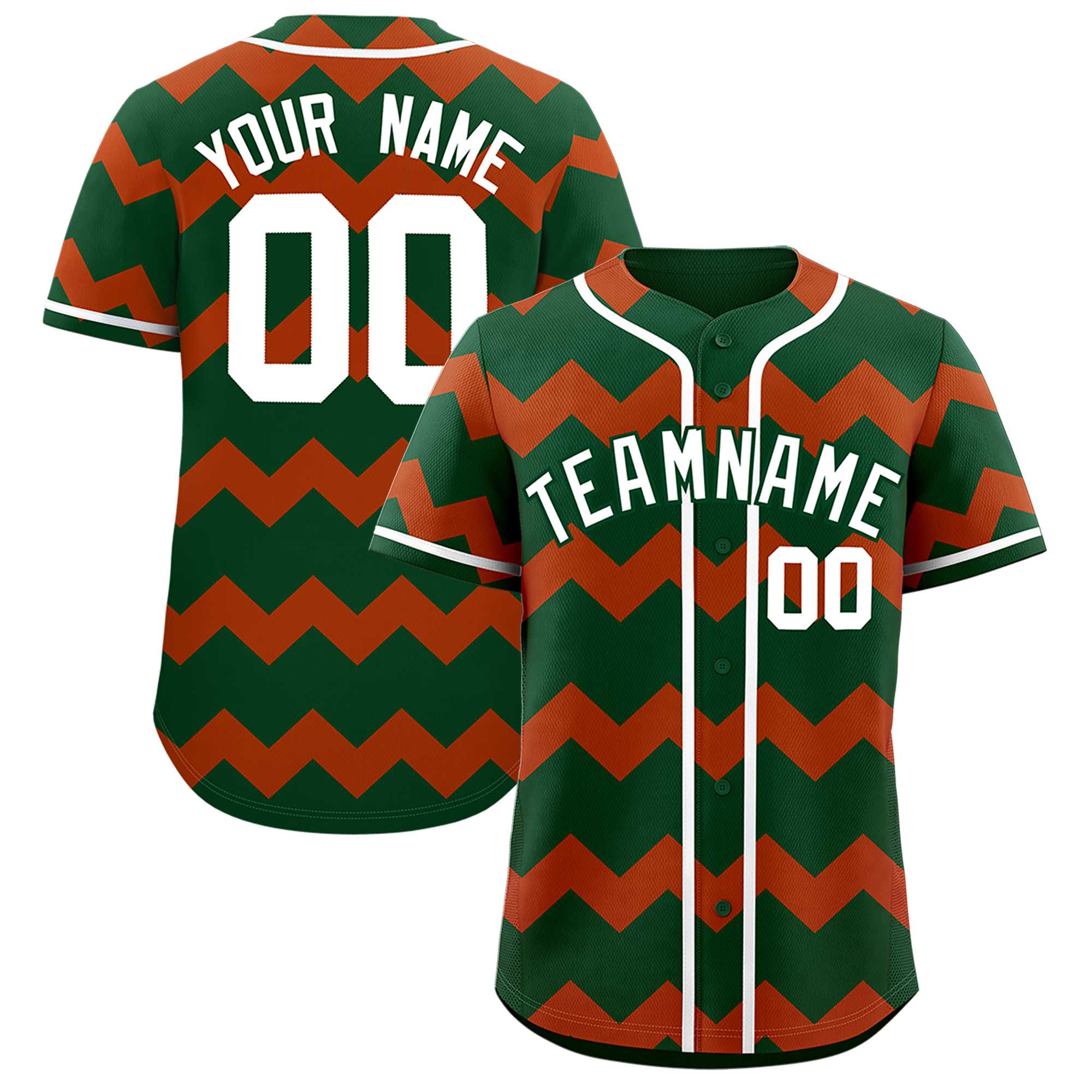 Custom Green-Texas Orange White Personalized Ripple Design Authentic Baseball Jersey