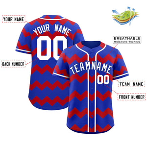 Custom Royal-Red White Personalized Ripple Design Authentic Baseball Jersey