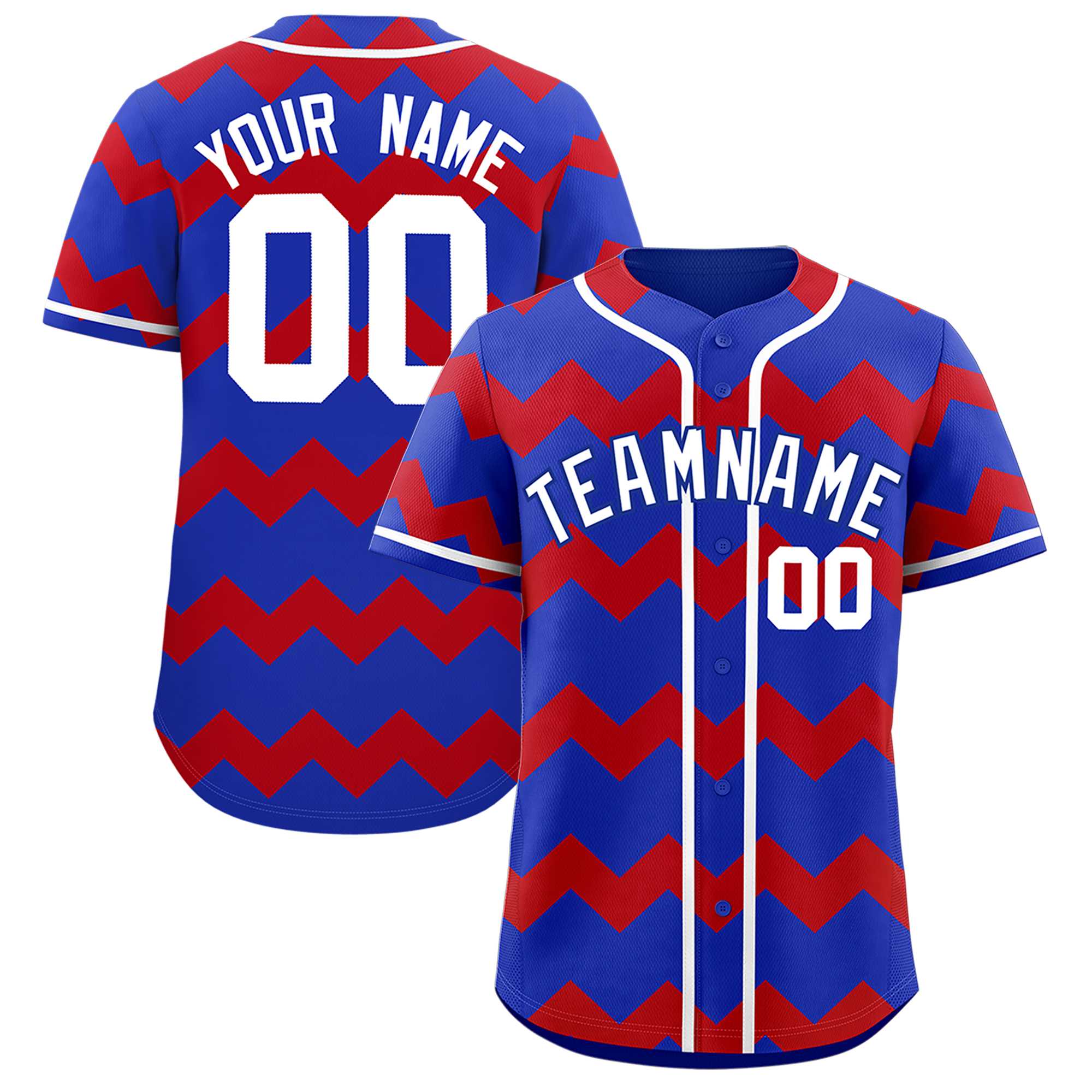 Custom Royal-Red White Personalized Ripple Design Authentic Baseball Jersey