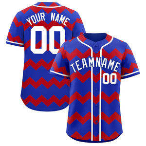 Custom Royal-Red White Personalized Ripple Design Authentic Baseball Jersey