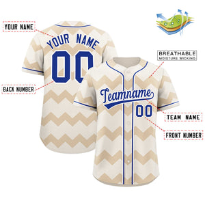 Custom Cream Royal-White Personalized Ripple Design Authentic Baseball Jersey