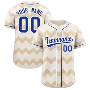 Custom Cream Royal-White Personalized Ripple Design Authentic Baseball Jersey