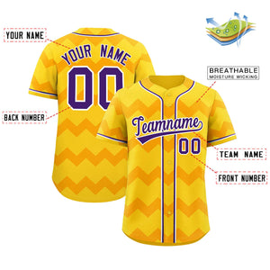 Custom Gold Purple-White Personalized Ripple Design Authentic Baseball Jersey