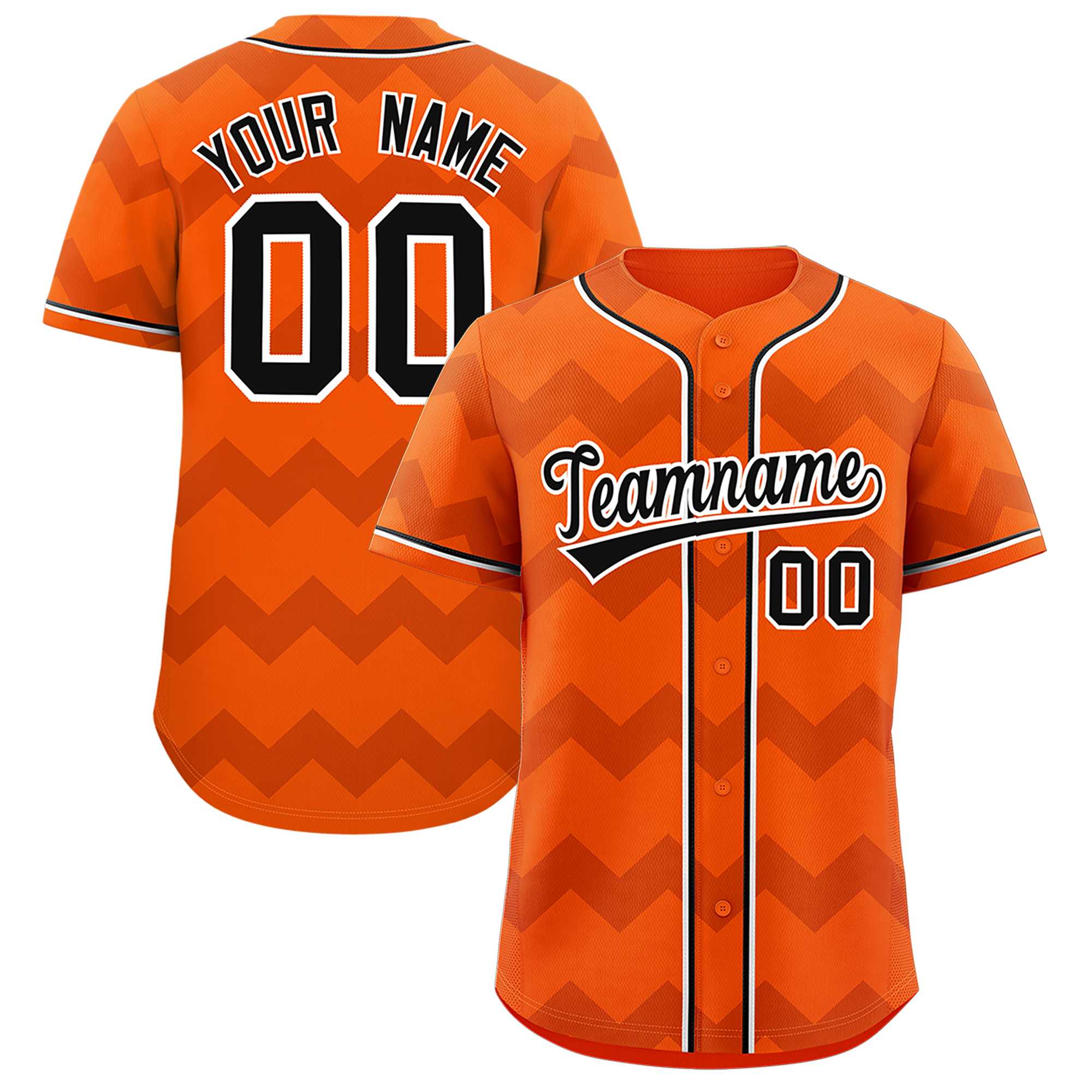 Custom Orange Black-White Personalized Ripple Design Authentic Baseball Jersey