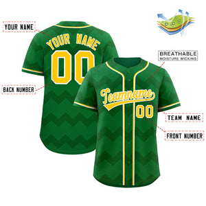 Custom Kelly Green Gold-White Personalized Ripple Design Authentic Baseball Jersey