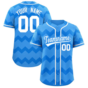 Custom Powder Blue White Personalized Ripple Design Authentic Baseball Jersey