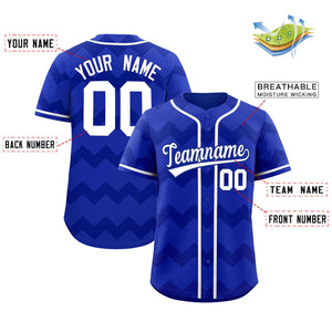 Custom Royal White Personalized Ripple Design Authentic Baseball Jersey