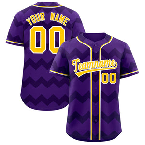 Custom Purple Gold-White Personalized Ripple Design Authentic Baseball Jersey