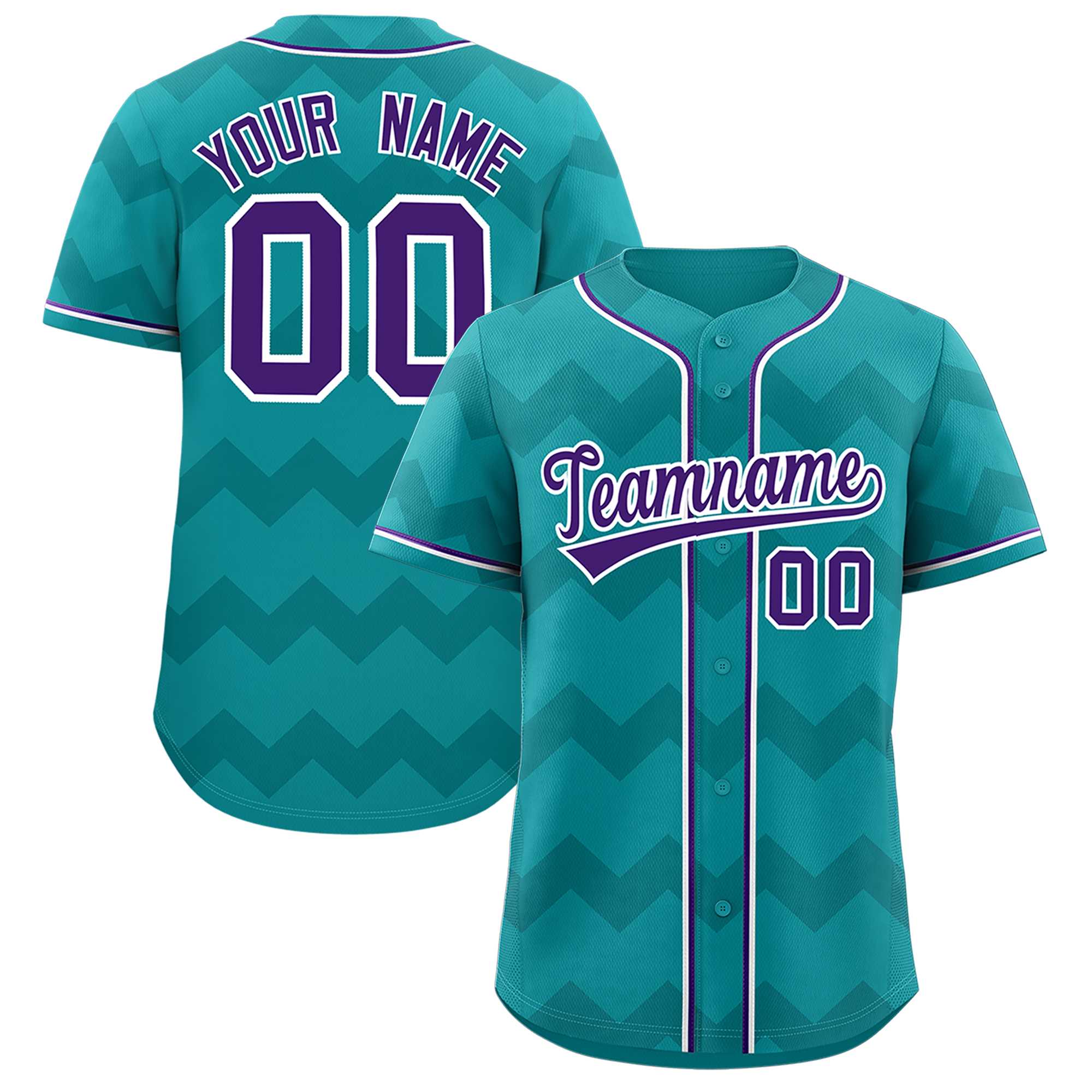 Custom Aqua Purple-White Personalized Ripple Design Authentic Baseball Jersey