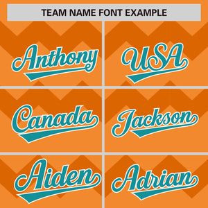 Custom Cadmium Orange Aqua-White Personalized Ripple Design Authentic Baseball Jersey