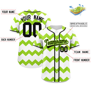 Custom White-Green Black Personalized Ripple Design Authentic Baseball Jersey