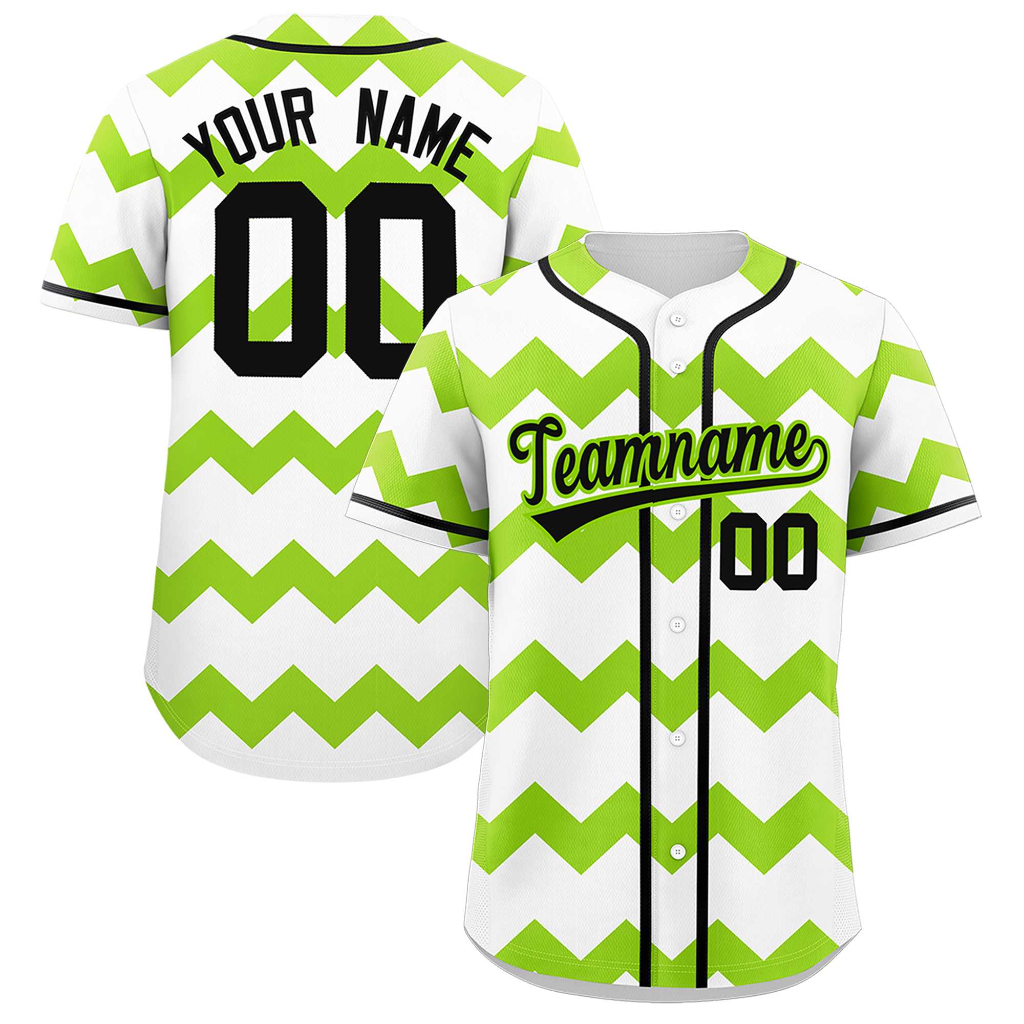 Custom White-Green Black Personalized Ripple Design Authentic Baseball Jersey