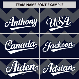 Custom Navy-Gray White Personalized Ripple Design Authentic Baseball Jersey