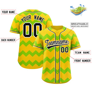 Custom Gold-Neon Green Black Personalized Ripple Design Authentic Baseball Jersey