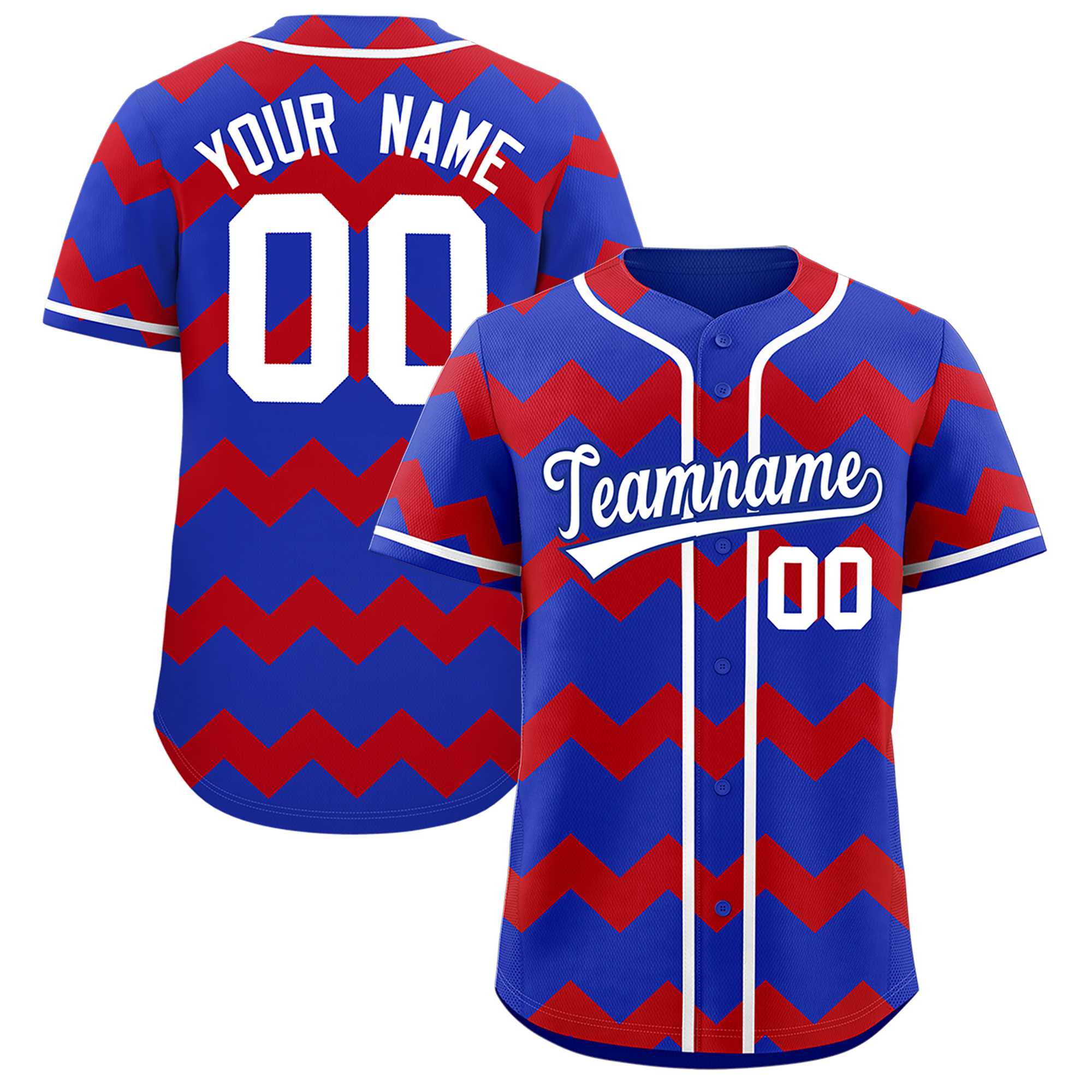 Custom Royal-Red White Personalized Ripple Design Authentic Baseball Jersey