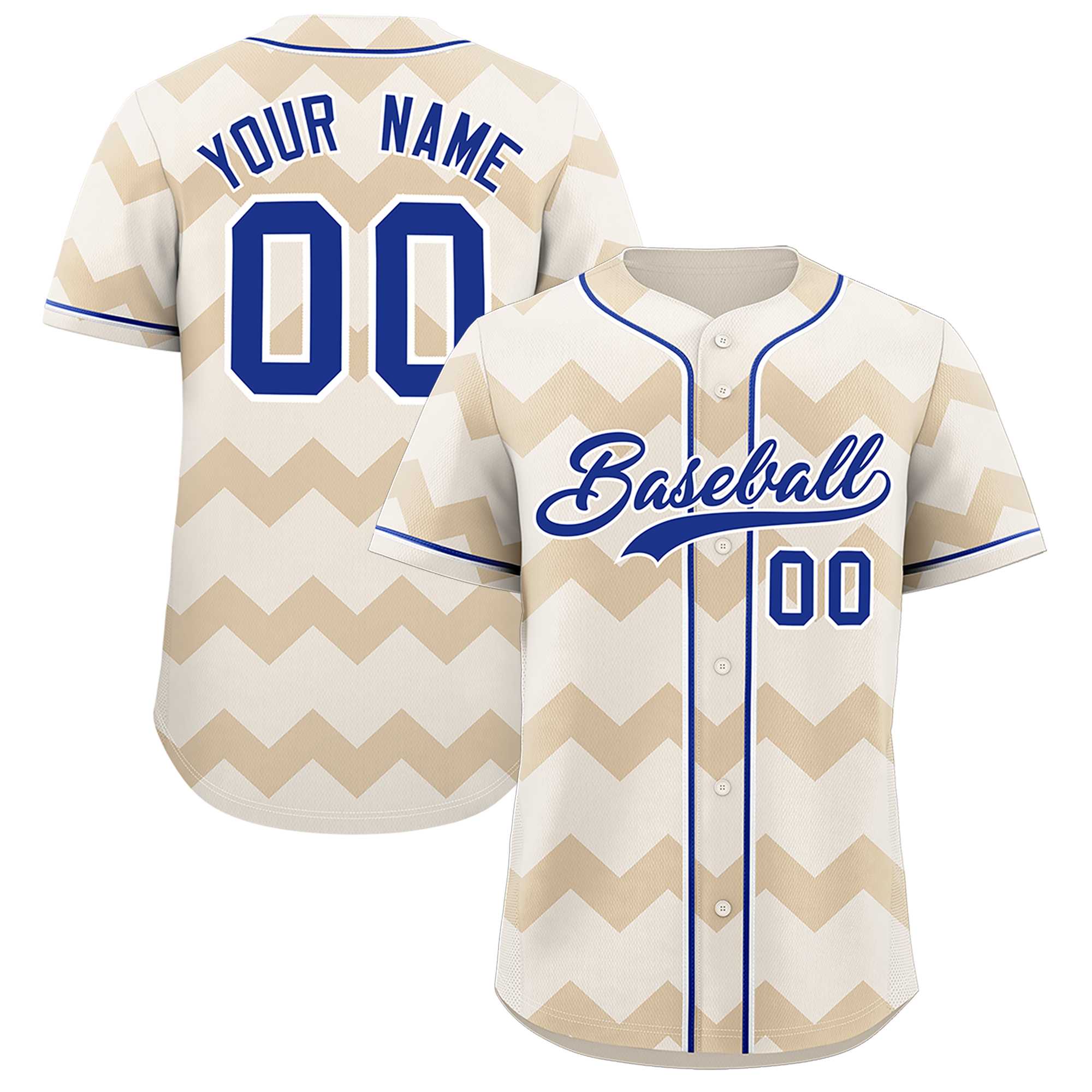 Custom Cream Royal-White Personalized Ripple Design Authentic Baseball Jersey