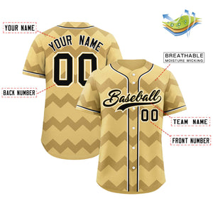 Custom Khaki Black-White Personalized Ripple Design Authentic Baseball Jersey