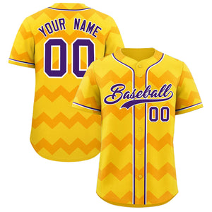 Custom Gold Purple-White Personalized Ripple Design Authentic Baseball Jersey