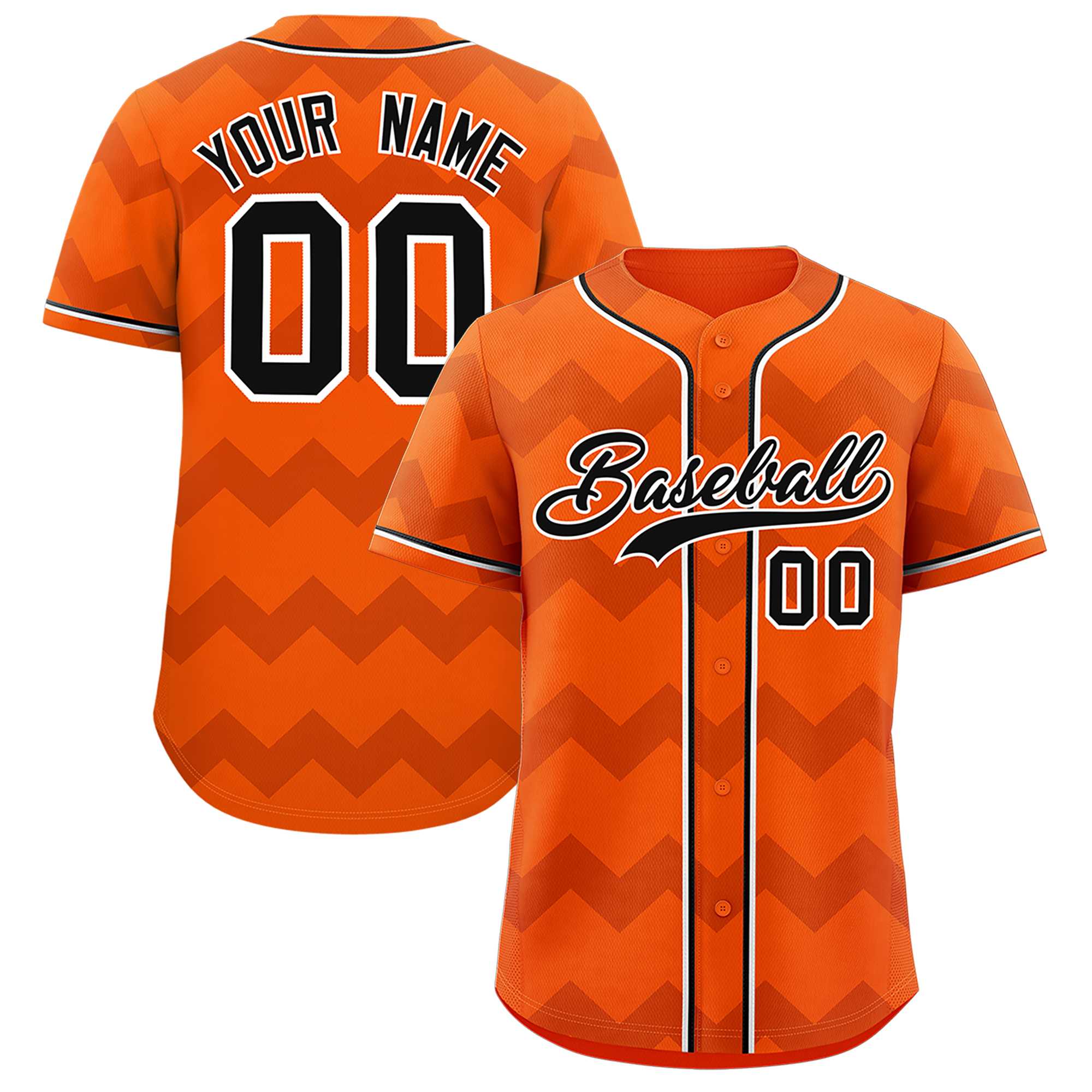 Custom Orange Black-White Personalized Ripple Design Authentic Baseball Jersey