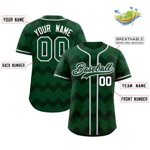 Custom Green Gray-White Personalized Ripple Design Authentic Baseball Jersey