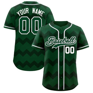 Custom Green Gray-White Personalized Ripple Design Authentic Baseball Jersey