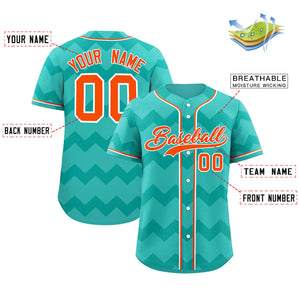 Custom Bright Green Orange-White Personalized Ripple Design Authentic Baseball Jersey