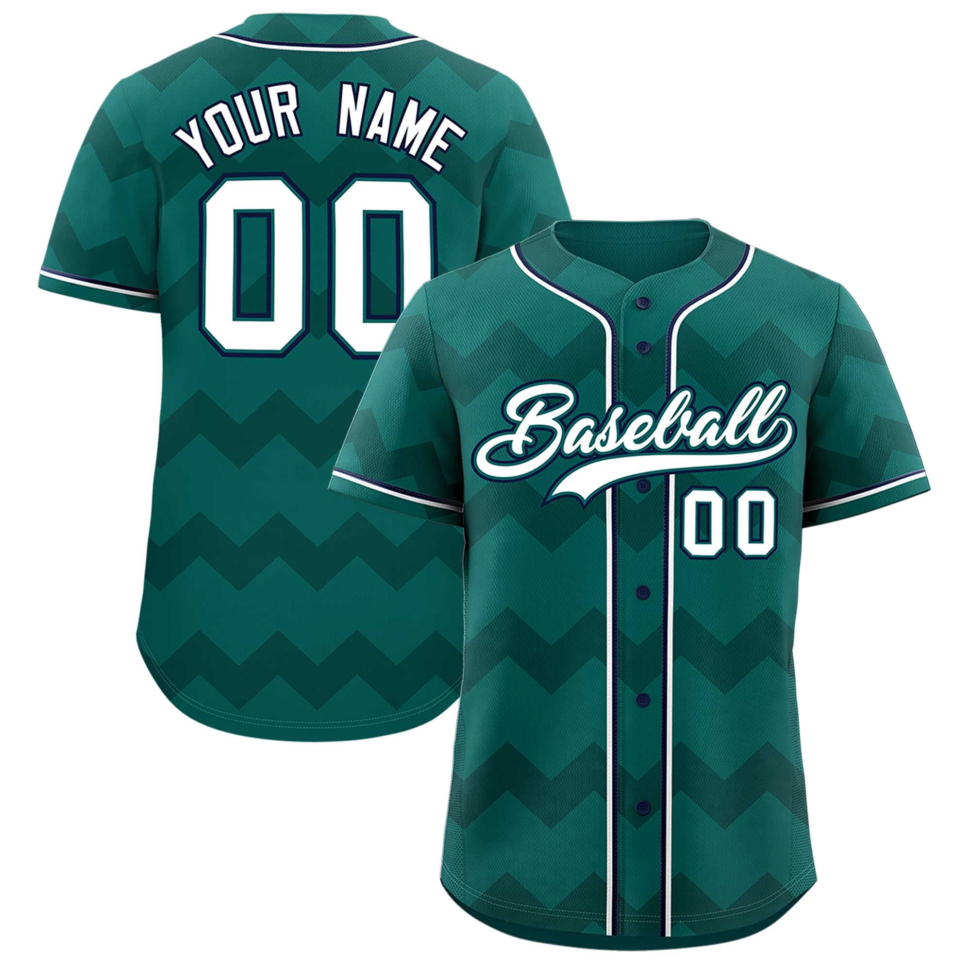 Custom Aqua White-Navy Personalized Ripple Design Authentic Baseball Jersey