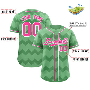 Custom Iguana Green Pink-White Personalized Ripple Design Authentic Baseball Jersey